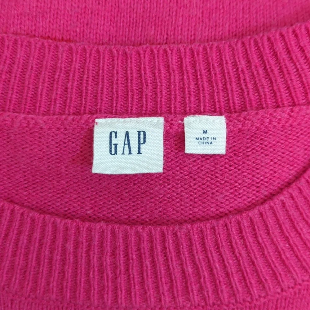 GAP Pink Stripe Crewneck Pullover Tunic Wool Sweater Size Medium - Picture 10 of 11